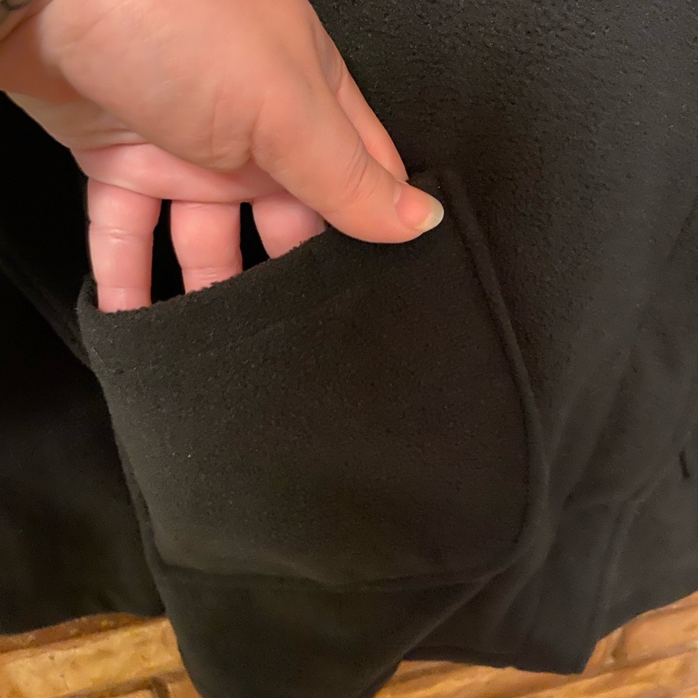 Black Fleece Jacket with Lapel Design off set zipper and comfy pockets - Picture 5 of 6